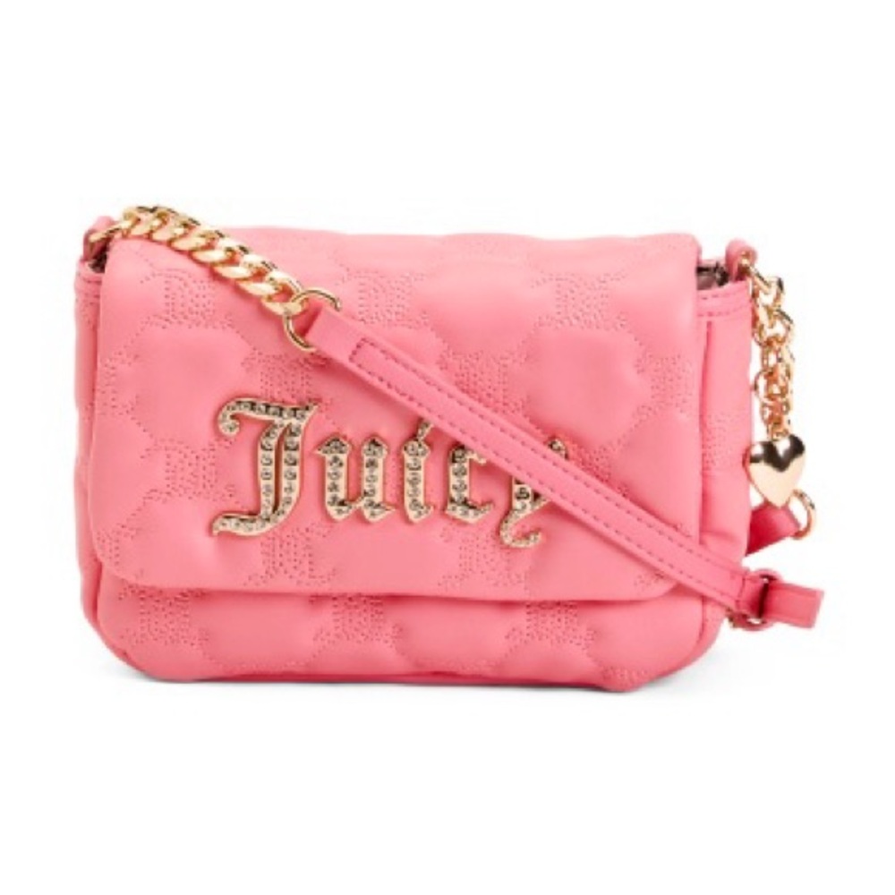 Juicy Couture Pink Flap Logo Crossbody Bag and Keychain NWT